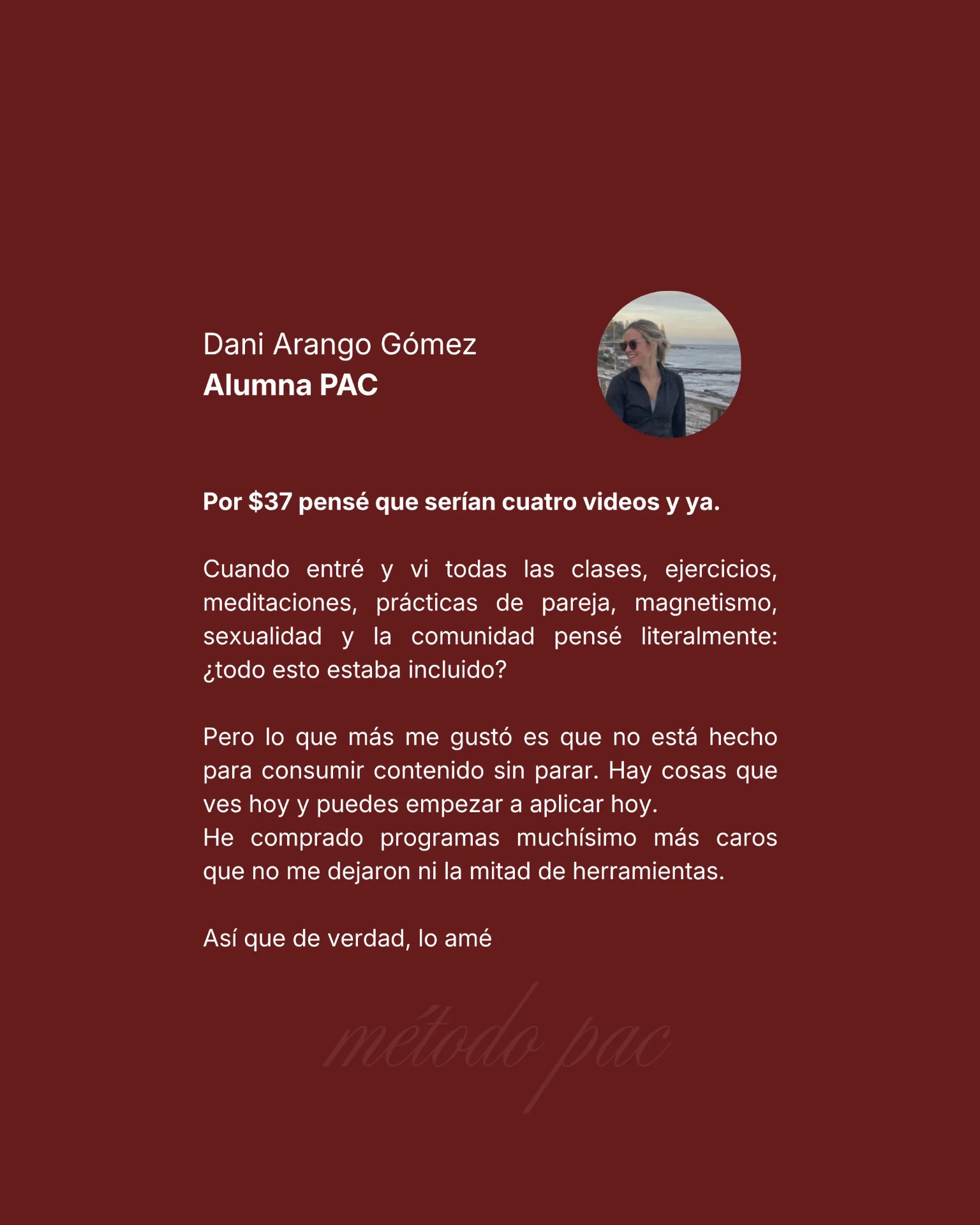Testimonio de alumna Método PAC 6