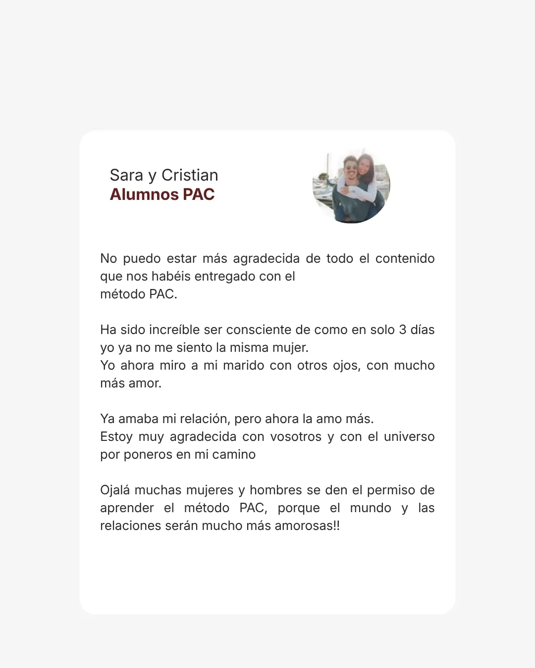 Testimonio Sara y Cristian — Alumnos PAC