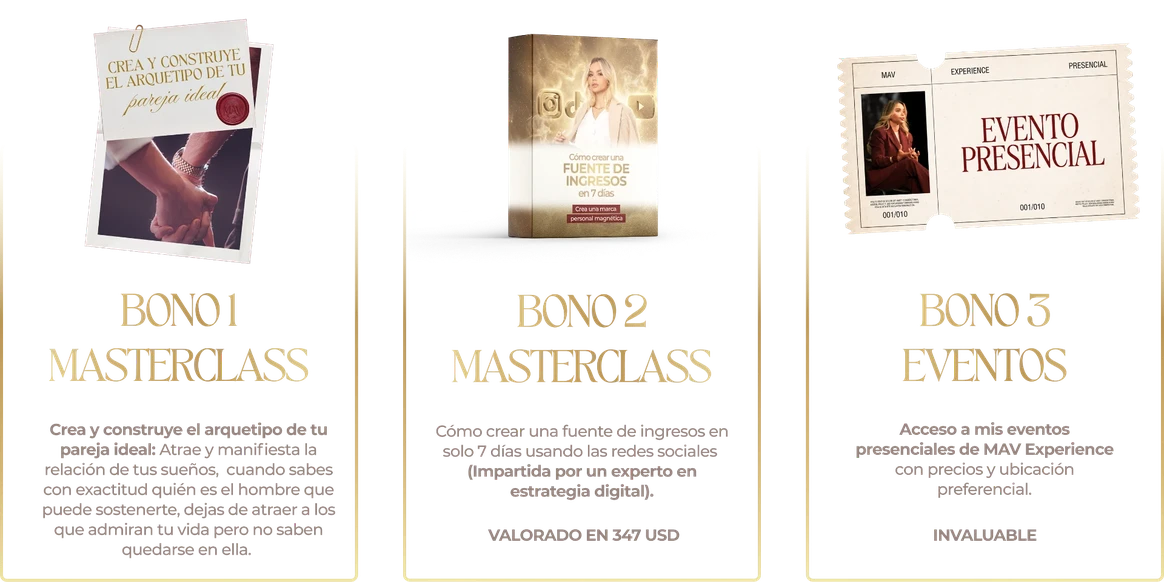 Bono 1 Masterclass, Bono 2 Masterclass, Bono 3 Eventos