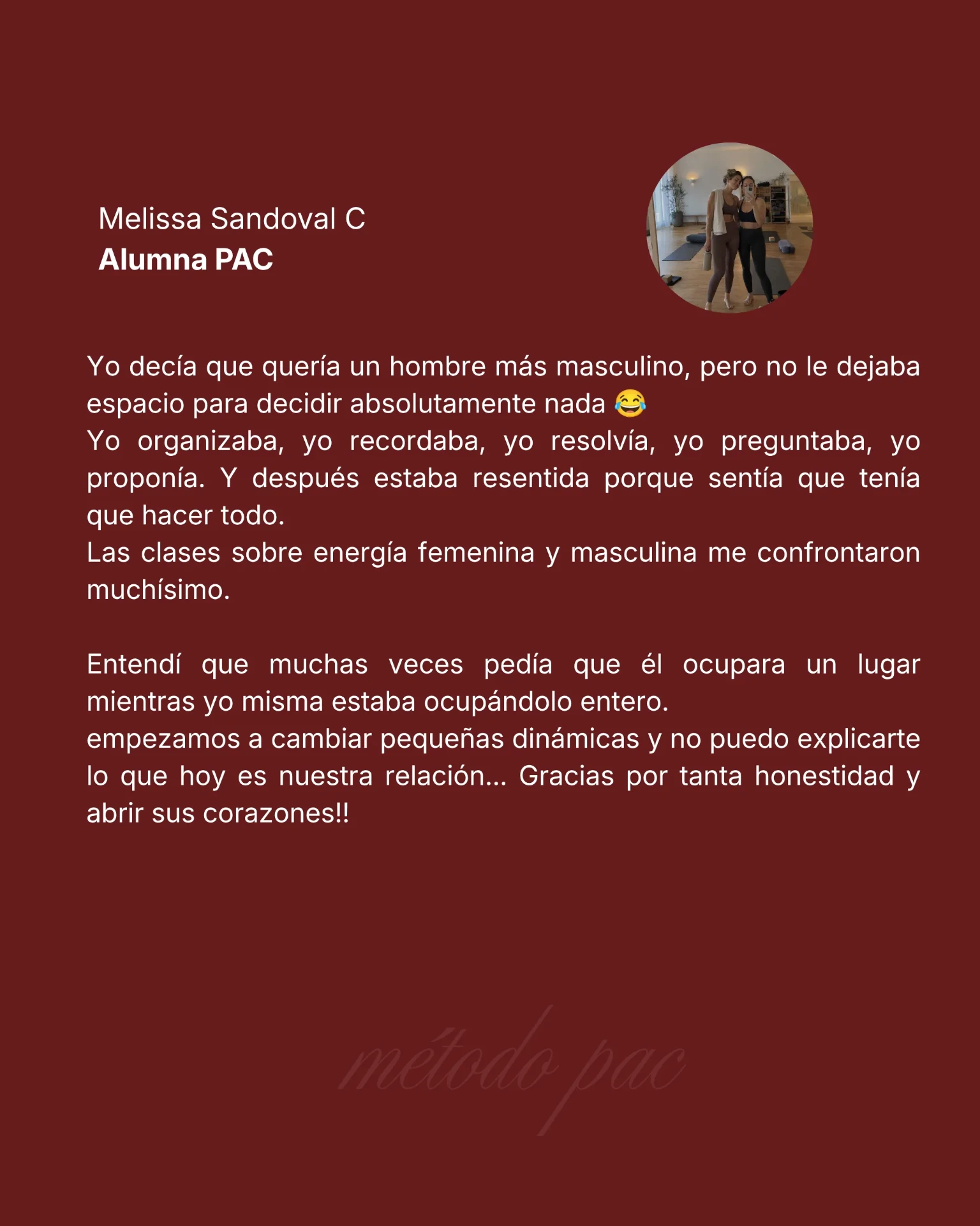 Testimonio de alumna Método PAC 2
