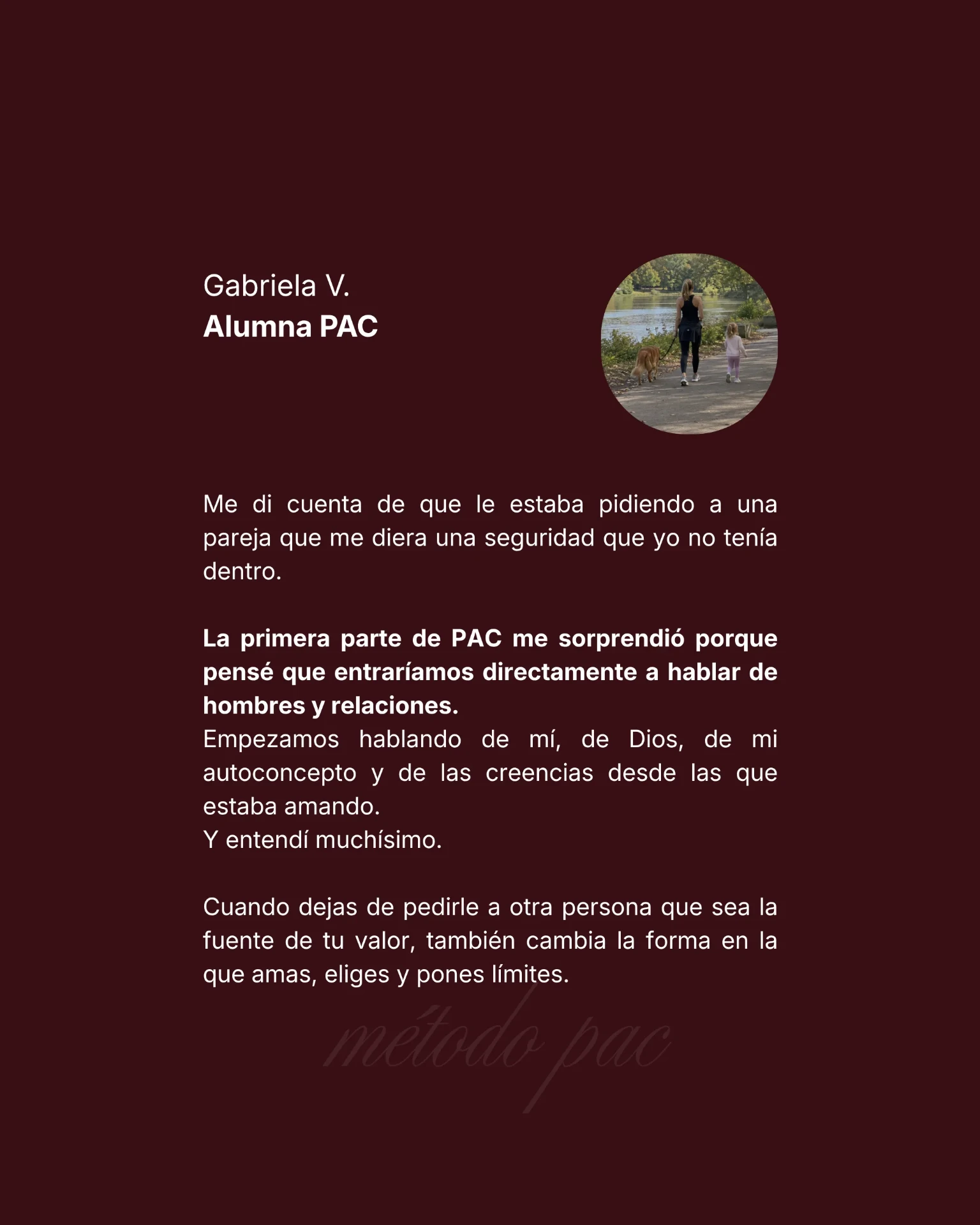 Testimonio de alumna Método PAC 5
