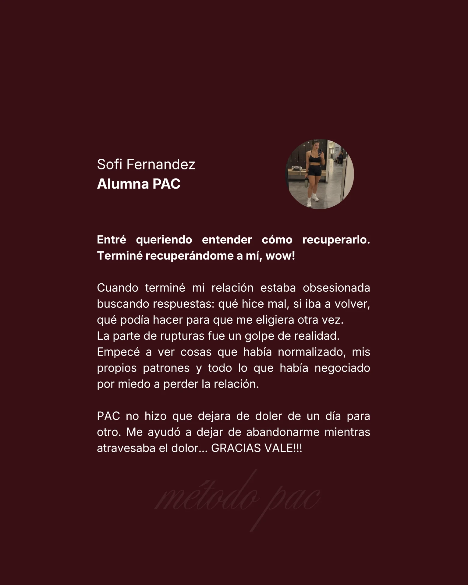 Testimonio de alumna Método PAC 7