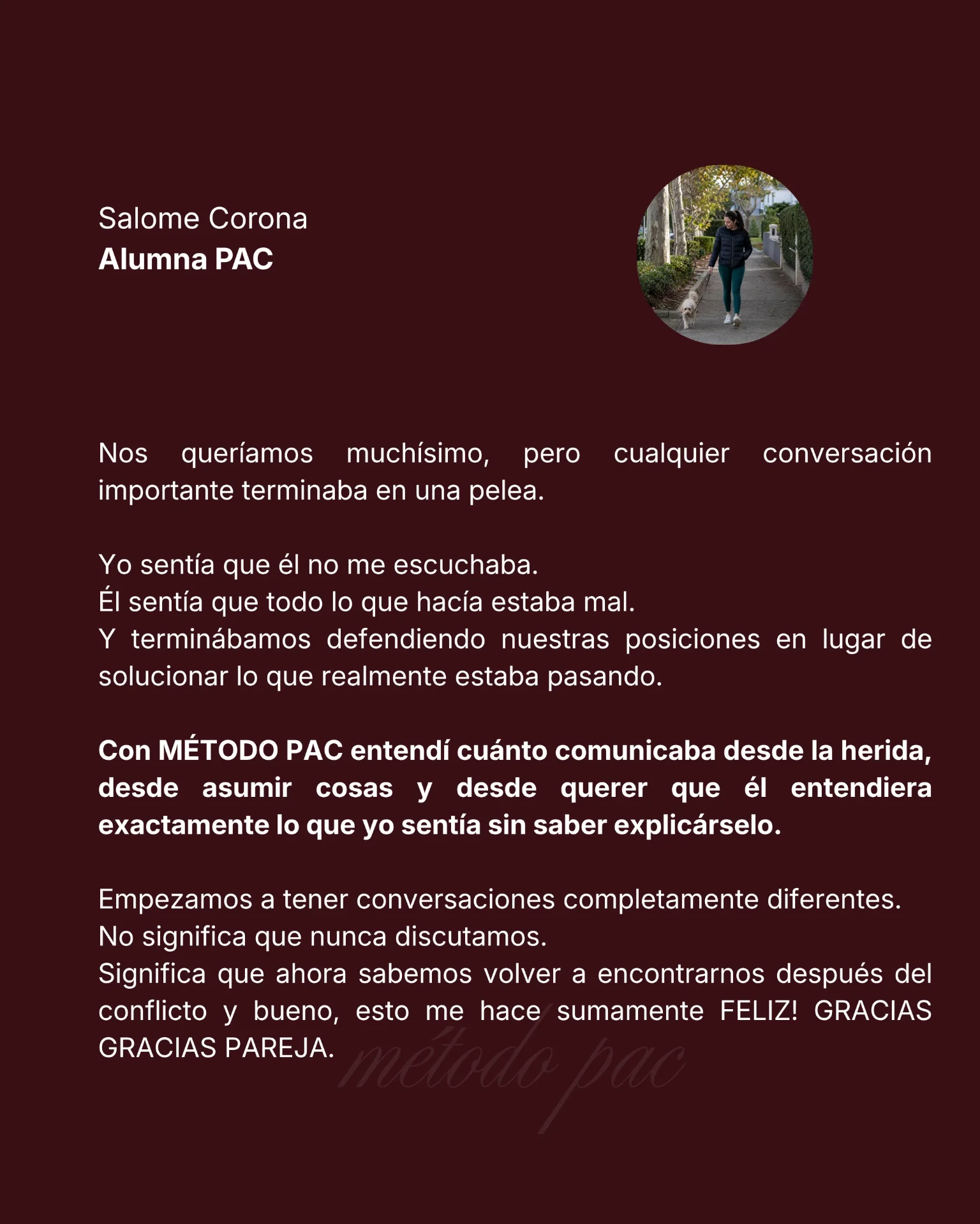 Testimonio de alumna Método PAC 1