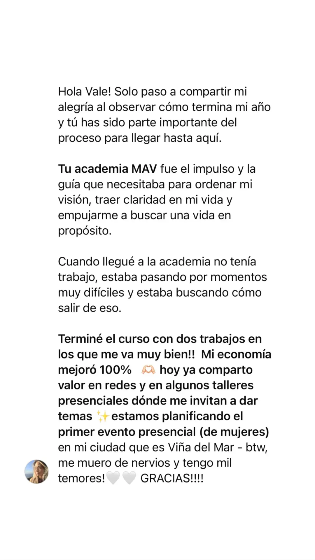Testimonio alumna MAV
