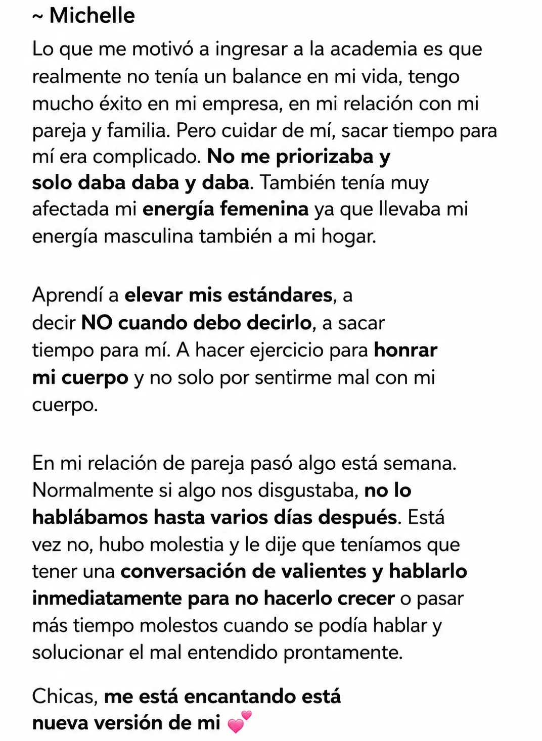 Testimonio Michelle